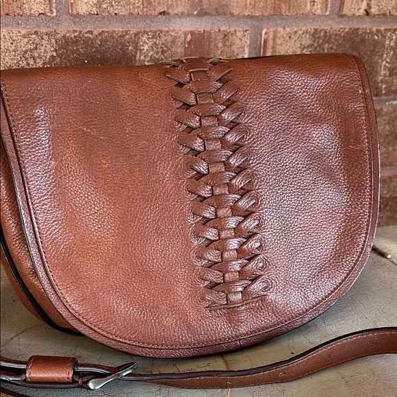 Banana Republic Tan Leather Crossbody Bag Satchel Preppy Capsule - Picture 2 of 6